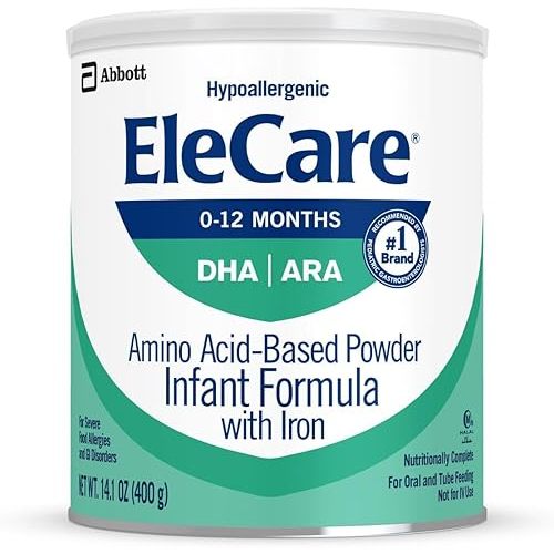EleCare Hypoallergenic Amino Acid-Based Infant Formula, Complete Nutrition for Food Allergies and GI Conditions, Amino Acid-Based Baby Formula Powder, 14.1-oz Can