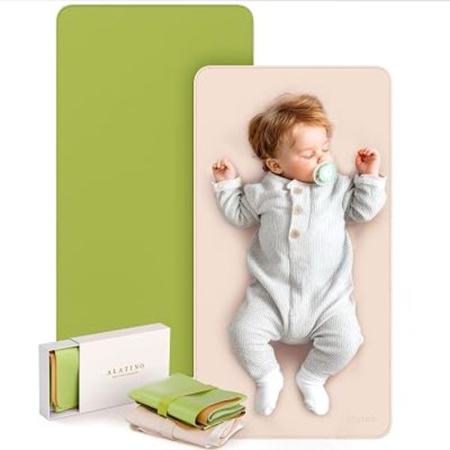 Vegan Leather Portable Changing Pad 2 Pack – Large 30"x17" Waterproof Travel Diaper Mat, Wipe-Clean & Foldable Changing Mat for Babies & Toddlers, Perfect Newborn Baby Shower Gifts (Beige & MossGreen)