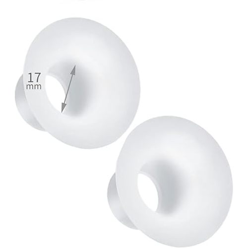 Flange Inserts 17mm for Medela/Spectra/Elvie/Motif Luna/Ameda MYA 24mm Breast Shields/Flange. Use with Medela to Reduce 24mm Nipple Tunnel Down to 17mm; 2pc/Each (17mm)