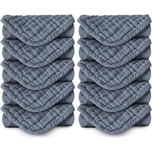 Muslin Burp Cloths 100% Baby Washcloths Cotton Soft and Absorbent Baby Wash Cloths Spit Up Burp Rags - Baby Burping Cloth for Boy Girl Registry Search