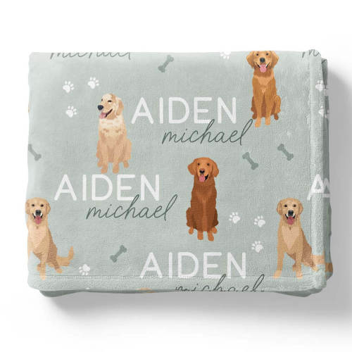 Personalized Kids Blanket | Golden Retriever