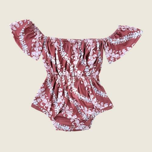 Brick Puakenikeni lei Off the shoulder Onesie – Sweet Sweet Honey Hawaii