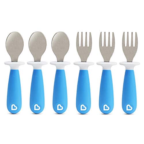 Munchkin® Raise™ Toddler Plastic Fork and Spoon Utensil Set, 6 Pack, Blue - 6 Count (Pack of 1)