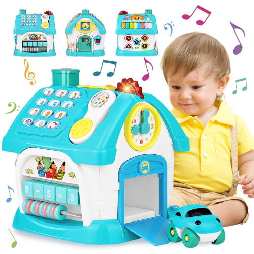 Dreampark Activity Cube Baby Toy for 6-12 Months, Montessori Educational Toys 8 in 1 Multi-Functional House, Musical Baby Toy Birthday Gifts for 1-3 Years Old Boys