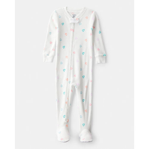 Baby Girl Heart Cotton Snug Fit 2-Way Zip Footie 1-Piece Pajamas - White - Carter's | Carter's