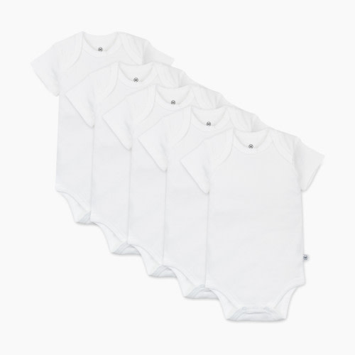Honest Baby Clothing 5-Pack Organic Cotton Short Sleeve Bodysuits - Bright White, Newborn, 5