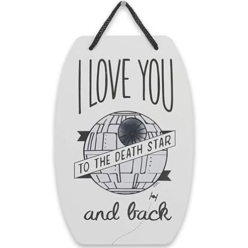 Star Wars I Love You To The Death Star and Back Hanging Metal Sign - Fun Star Wars Gift for Spouse, Friend or Child