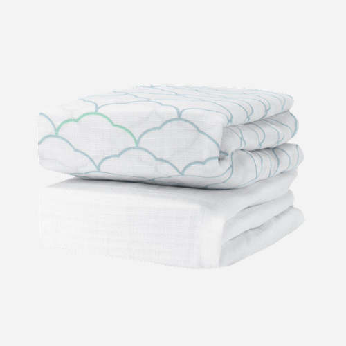 Breathable, Organic Cotton Sheets (2-pack) - Standard / Dreamweaver Moonstone Mist & White