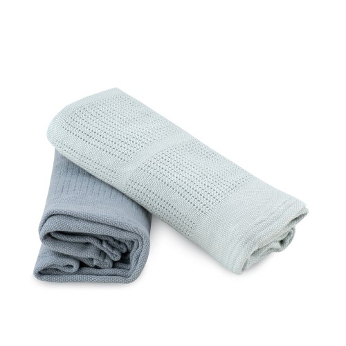 Little Bamboo Cellular Blanket 2 Pack Retro Blue