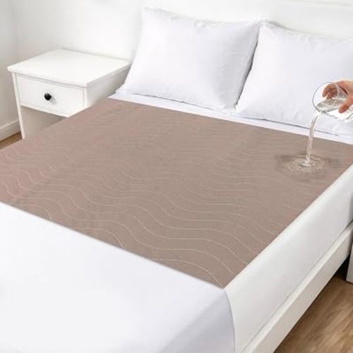 Bed Pads Washable Waterproof for Incontinence, Tuckable Underpads Stay in Place, Reusable Mattress Protector for Adults & Elderly, Bedwetting & Overnight Leak Protection, 36" x 76" Brown