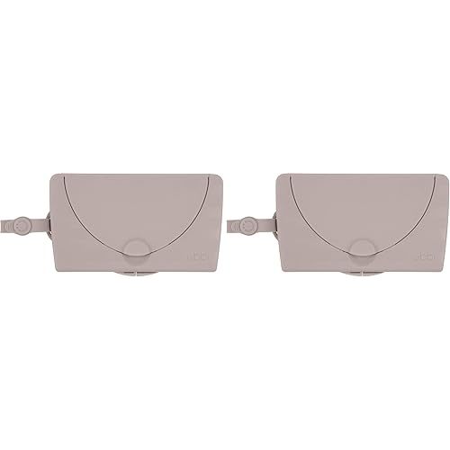 Ubbi On-The-Go Baby Wipes Dispenser, Portable Wipes Container for Travel, Diaper Bag Accessory Must Have for Newborns, Reusable Wipes Holder, Taupe (Pack of 2)