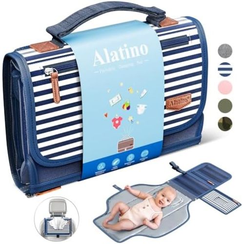 Portable Diaper Changing Pad for Baby, Detachable Travel Changing Pad with Baby Wipes Pocket, Gifts for Baby Shower, Newborn Girls and Boys (Navy)