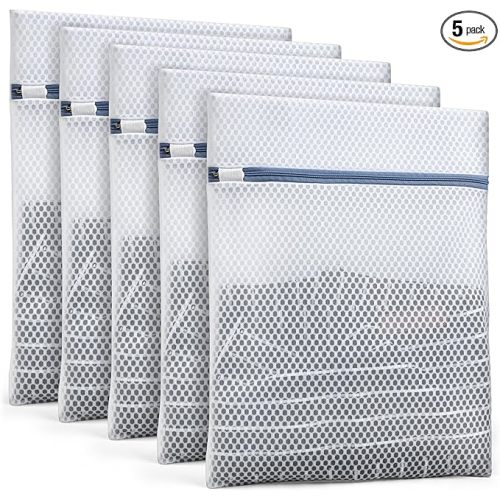 Heavy-Duty Honeycomb Mesh Laundry Bags 5-Pack (16x20 Inch) | Delicates Protector for Lingerie & Baby Clothes