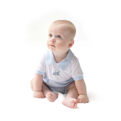 Baby Golf Carts - Blue - Polo Shortie with Contrast