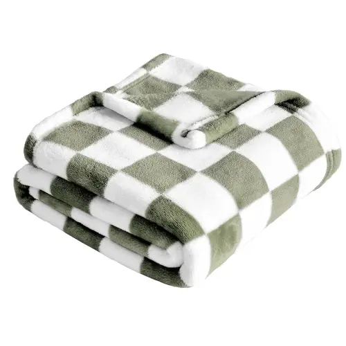 Yurhap Checkered Baby Blanket Fleece Baby Blankets for Boys, Ultra Soft Cozy Fluffy Infant Toddler Newborn Receiving Blankets for Crib Stroller, 30''x40'', Dark Olive