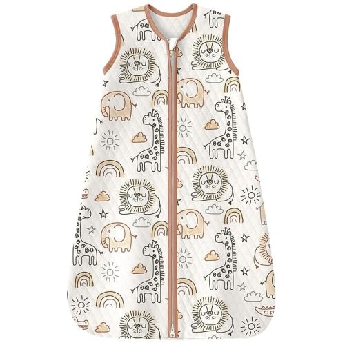 Yoofoss Baby Sleep Sack 6-12 Months 1.0 Tog Sleep Sack Organic Cotton Wearable Blanket for Infants 2-Way Zipper Quilted Sleeping Sacks(Medium)