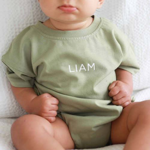 Personalized Short Sleeve Bubble Romper | Earthy Neutrals