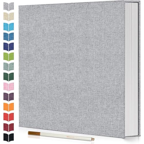 Photo Album Self Adhesive Scrapbook,Large Photo Book for 4x6,5x7,8x10 Pictures,DIY Album for Baby Wedding Family Travel Birthday,with Metallic Pen and Scraper