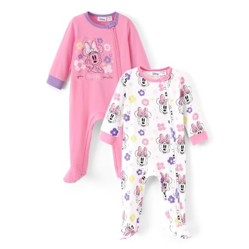 Disney Baby 2-Pack Zipper One-Piece Footie Rompers Outfit Newborn to Infant