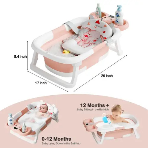 [September Restock Price]Foldable Baby Bathtub with Real-Tim - TikTok Shop