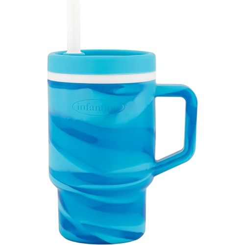 Infantino My 1st Tumbler, Silicone Sippy Cup with Straw & Handle, Spill-Resistant Baby Cup for On-the-Go, BPA-Free Transition Bottle, Blueberry Swirl