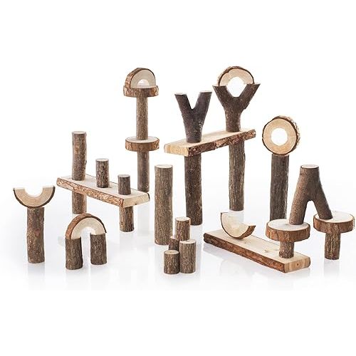 Guidecraft Branch Blocks - 36 Piece Kid's Natural Wooden Unit Building Set, Tree Block Stacking Sorting Toy for Toddlers