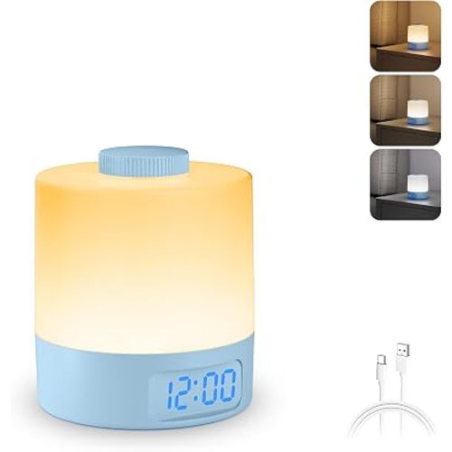 WOBANE Night Light for Kids with Clock