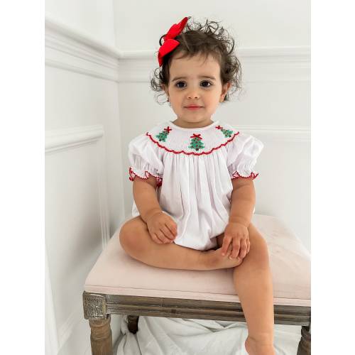 PRE-ORDER Christmas Tree White Smocked Bubble
