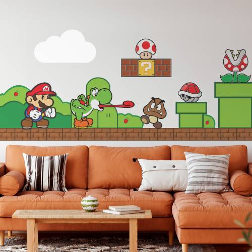 Super Mario Wall Decal Nintendo Wall Mural for Children Room Kids Room Decoration (3 Combo set)