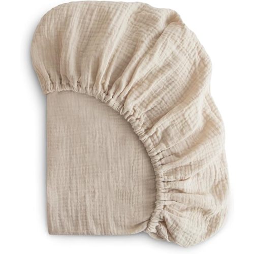 mushie Extra Soft Muslin Fitted MINI Crib Sheet | 24"x 38" (Fog)