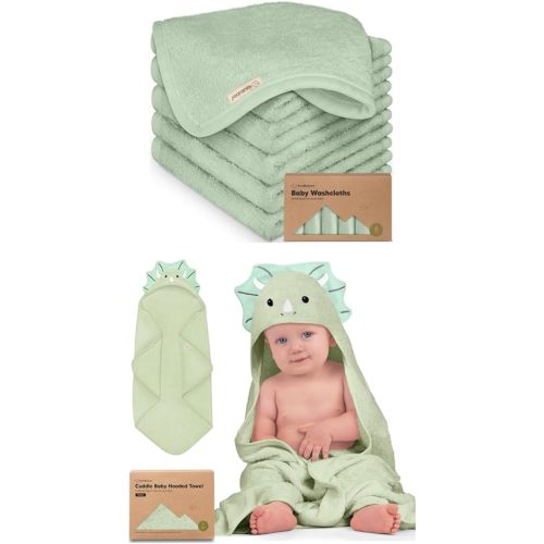 KeaBabies Baby Washcloths for Newborn, Kids and Baby Hooded Towel - Soft, Absorbent Bath Cloth and Face Washcloths, Soft Bath Towels with Hood for Kids, Infant, Toddlers