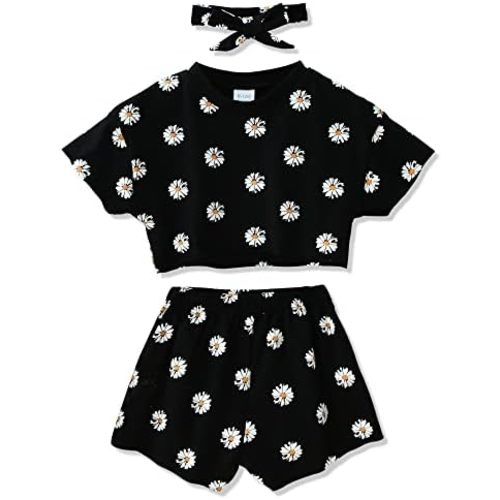WESIDOM Toddler Girl Clothes Baby Girls Outfits 6M-5T Summer Floral Print Shirt+Shorts+Headband 3pcs Baby Clothing