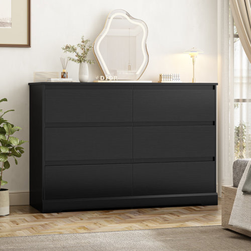 Ebern Designs 6 Drawer 47.2" W Wood Modern Double Dresser & Reviews | Wayfair