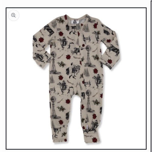 Vintage Poinsettia Christmas Folding Feet Jammies – Cowkid Clothing Company