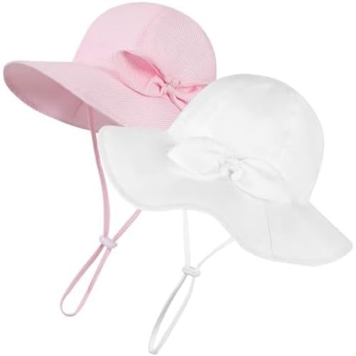 Baby Girl Sun Hat Toddler Beach Hats with UPF 50+ Protective Infant Summer Hat with Wide Brim Baby Girls Bucket Hat