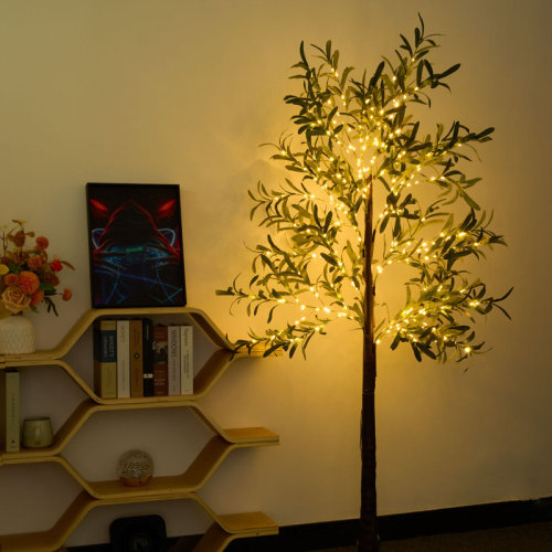 Primrue 71" Lighted Olive Tree Floor Lamp, 6 Ft. Artificial Tree Lamp | Wayfair