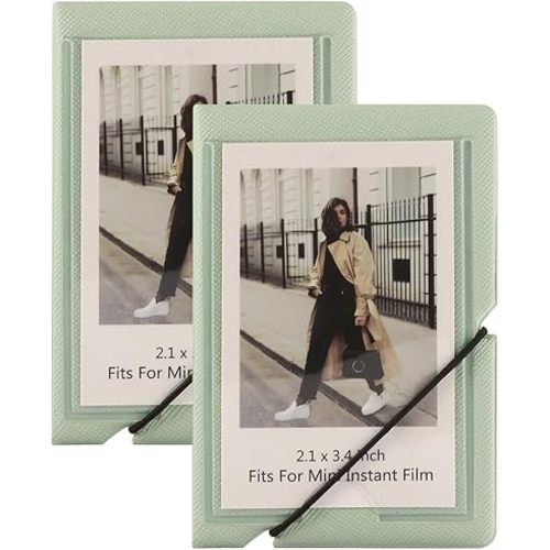 Mini Instant Film Polaroid Photo Album Book For 3 Inch Fujifilm Instax Mini 12 11 9 99 8 7+ 40 EVO Camera Film, HP Sprocket, K-pop Photocards (Mint Green, 2 Pack)