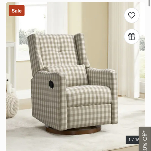Spruce & Spring Lincoln Manual Swivel Glider Recliner with Lumbar Pillow