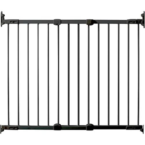 KidCo 28-42.5" Angle Mount Safeway Angeled Baby Gate for Stairs with Banister or Uneven Walls | No-Trip Top of Stairs Baby Gate No Bottom Bar | Quick-Release Mounted Hardware (Black)