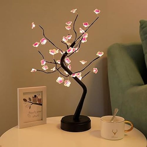 PXBNIUYA 36 LED Cherry Blossom Sparkly Fairy Spirit Tree Lights Warm White