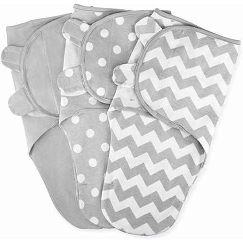 Swaddle Blanket Baby Girl Boy Easy Adjustable 3 Pack Infant Sleep Sack Wrap Newborn Babies by Comfy Cubs (Small (0-3 Month), Gray) - Grey