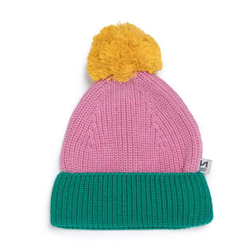 Cotton Knit Baby Bobble Hat: Green & Pink, Sophie Home – Yeet Gifts
