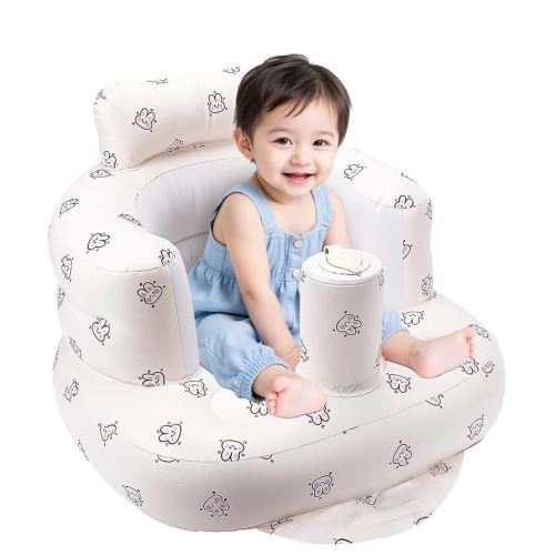 Baby Camping Chair, Inflatable Baby Chair 3 Months & Up, Toddler Beach Seat for Infants- Bunny