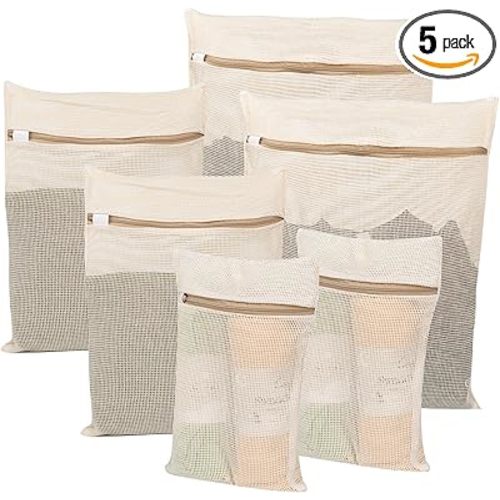 6-Piece Bag, Durable Cotton Mesh Laundry Bag, Sturdy Zipper, Breathable Mesh, Exquisite Laundry Bag for Underwear, Clothes, Pants, Shoes and Socks