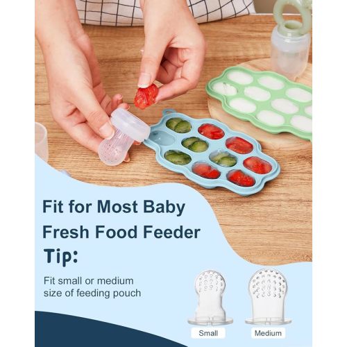 Baby Food Freezer Trays with Lids (2 Pack), Silicone Nibble Freezer Tray, Breastmilk Popsicle Molds, Baby Food Storage Containers, Ice Cube Maker for Homemade Baby Meals