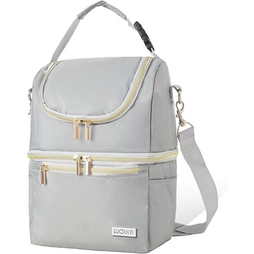 Wolka Breast Milk Cooler Travel Bag - Baby Bottle Cooler Bag for Nursing Moms Daycare with Double Compartments - Fits 6 Baby Bottles Up to 9 Ounce