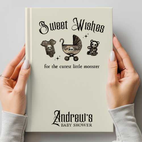 Halloween Goth Baby Shower Guest Book: Personalized Little Monster Memory Book
