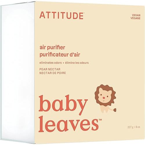 ATTITUDE Baby Air Purifier, Made in Canada, Activated Carbon Freshener, Odor Remover, Plant and Mineral-Based, Vegan, Pear Nectar, 227 grams