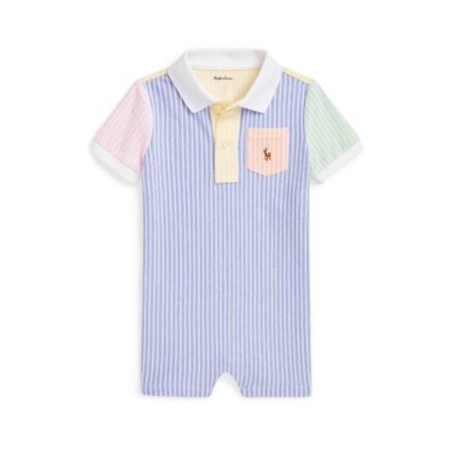 Baby Boys Striped Oxford Mesh Fun Polo Shortall