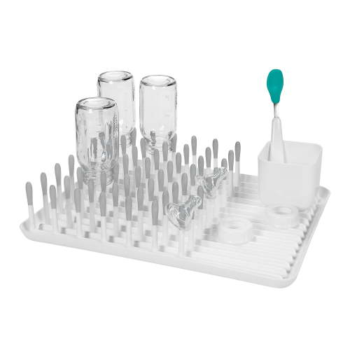 OXO Tot Bottle Drying Rack, Gray, Silicone Tips, Countertop Space for Baby Bottles and Utensils
